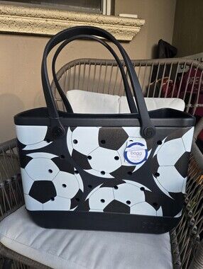 Bogg Bag Large Soccer Black And White NWT